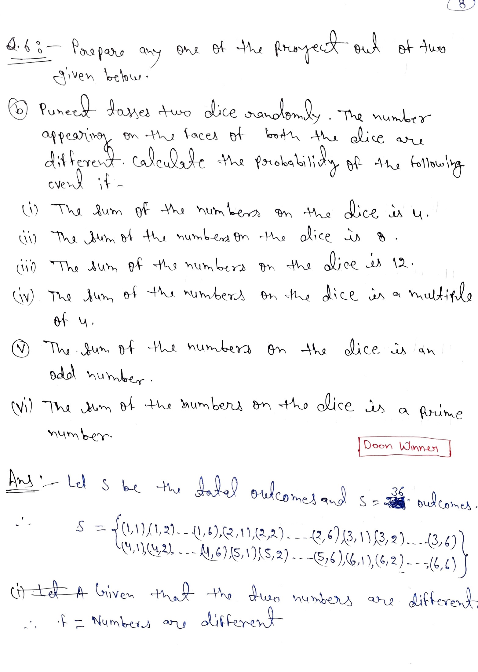 NIOS TMA 2023 Class 12 Maths Question 6b